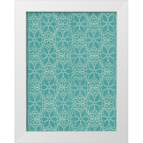 Aqua Pattern White Modern Wood Framed Art Print by Grey, Jace