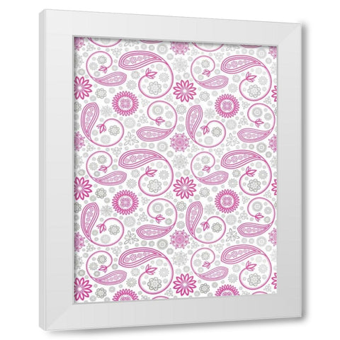 Paisley Pink and Grey White Modern Wood Framed Art Print by Grey, Jace