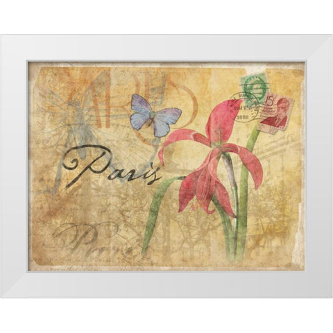 Paris Postcard 3 White Modern Wood Framed Art Print by Grey, Jace