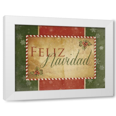 Feliz Navidad White Modern Wood Framed Art Print by Grey, Jace