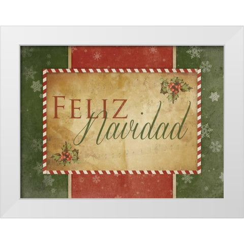 Feliz Navidad White Modern Wood Framed Art Print by Grey, Jace