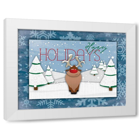 Happy Holidays White Modern Wood Framed Art Print by Grey, Jace