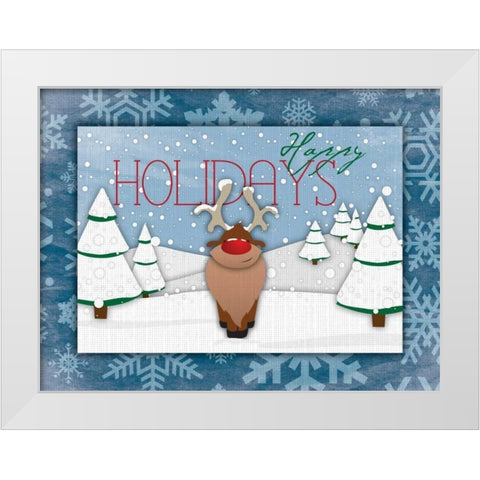 Happy Holidays White Modern Wood Framed Art Print by Grey, Jace