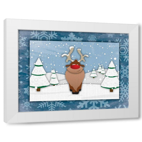 Reindeer White Modern Wood Framed Art Print by Grey, Jace