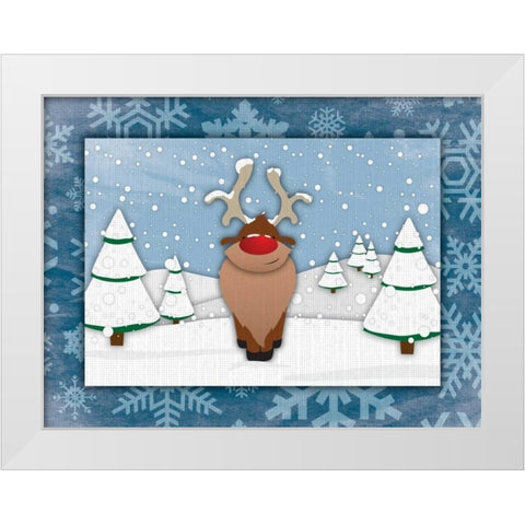 Reindeer White Modern Wood Framed Art Print by Grey, Jace