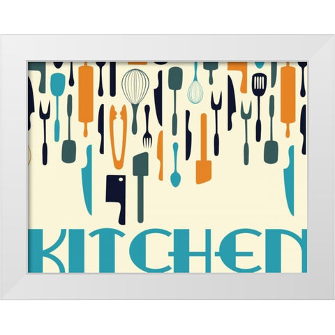 Kitchen Dinning A White Modern Wood Framed Art Print by Grey, Jace