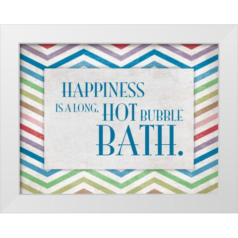 Chevron Bath A White Modern Wood Framed Art Print by Grey, Jace