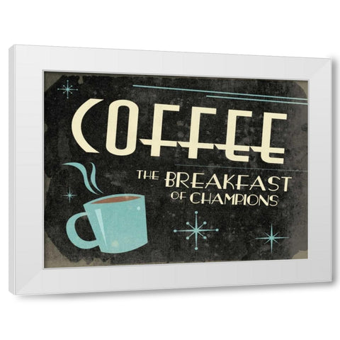 Retro Coffee B White Modern Wood Framed Art Print by Grey, Jace
