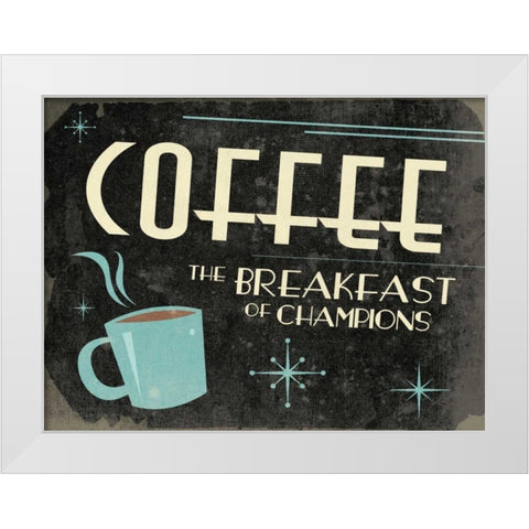 Retro Coffee B White Modern Wood Framed Art Print by Grey, Jace