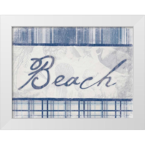 Beach in Navy White Modern Wood Framed Art Print by Grey, Jace