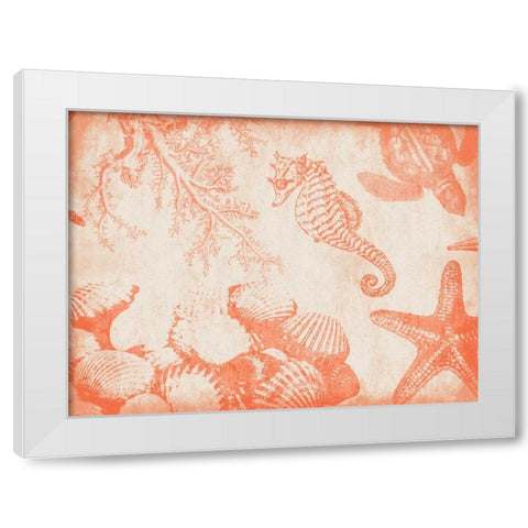 Sea Life in Tangerine 1 White Modern Wood Framed Art Print by Grey, Jace