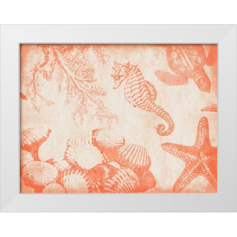 Sea Life in Tangerine 1 White Modern Wood Framed Art Print by Grey, Jace