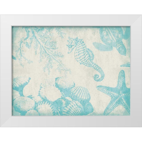 Sea Life in Aqua 1 White Modern Wood Framed Art Print by Grey, Jace