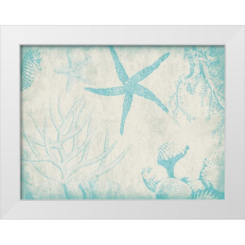 Sea Life in Aqua 2 White Modern Wood Framed Art Print by Grey, Jace