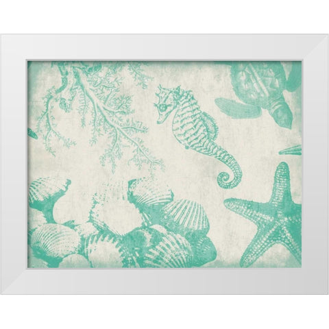 Sea Life in Teal 1 White Modern Wood Framed Art Print by Grey, Jace