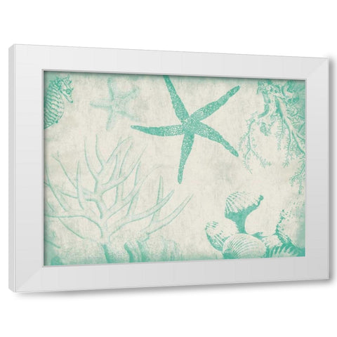 Sea Life in Teal 2 White Modern Wood Framed Art Print by Grey, Jace
