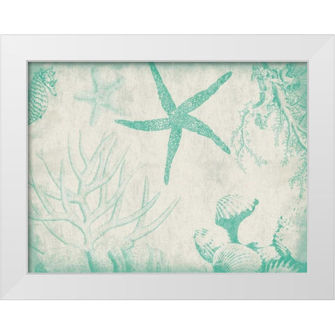 Sea Life in Teal 2 White Modern Wood Framed Art Print by Grey, Jace