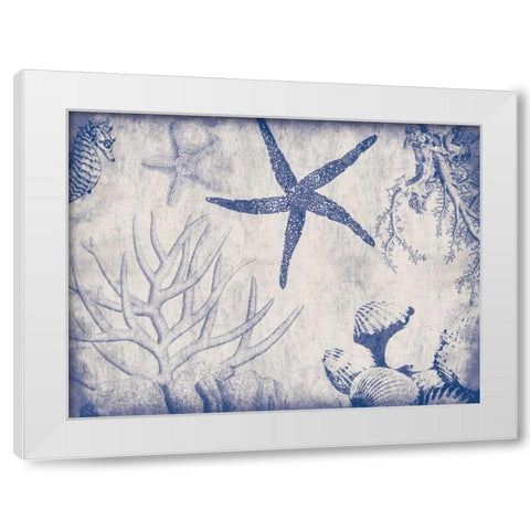 Sea Life in Navy 2 White Modern Wood Framed Art Print by Grey, Jace