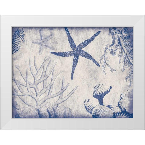 Sea Life in Navy 2 White Modern Wood Framed Art Print by Grey, Jace