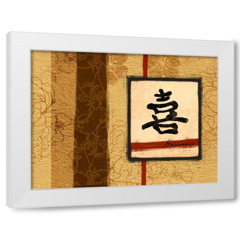 Happiness White Modern Wood Framed Art Print by Grey, Jace