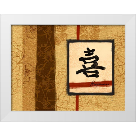 Happiness White Modern Wood Framed Art Print by Grey, Jace