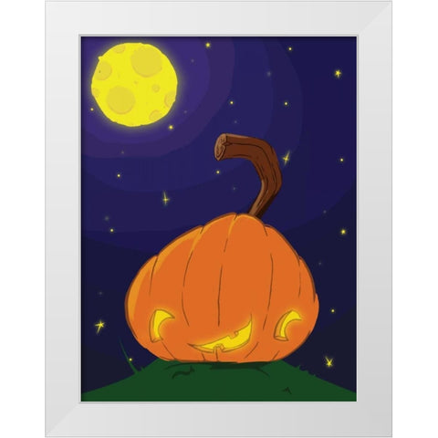 Halloween Pumpkin B White Modern Wood Framed Art Print by Grey, Jace