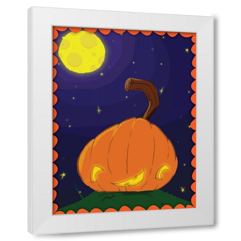 Halloween Pumpkin White Modern Wood Framed Art Print by Grey, Jace