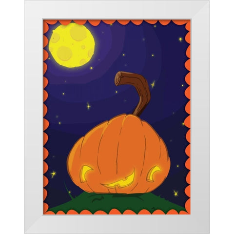 Halloween Pumpkin White Modern Wood Framed Art Print by Grey, Jace