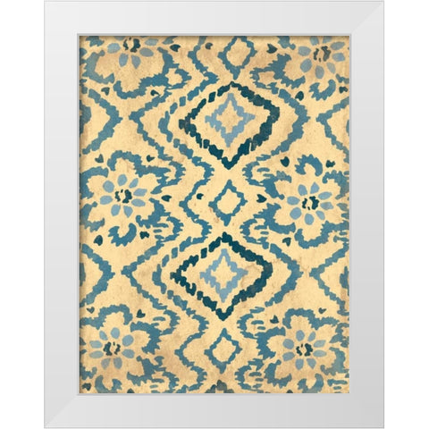 Blue Ikat White Modern Wood Framed Art Print by Grey, Jace