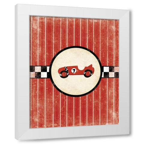 Race Car White Modern Wood Framed Art Print by Grey, Jace