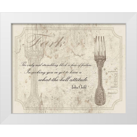Fork Quote White Modern Wood Framed Art Print by Grey, Jace