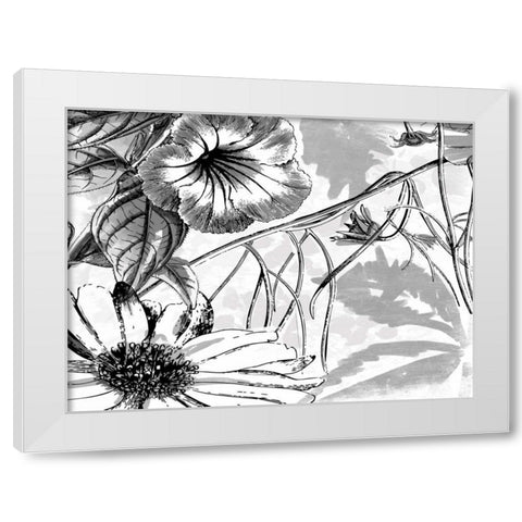 Simple BW Flower White Modern Wood Framed Art Print by Grey, Jace