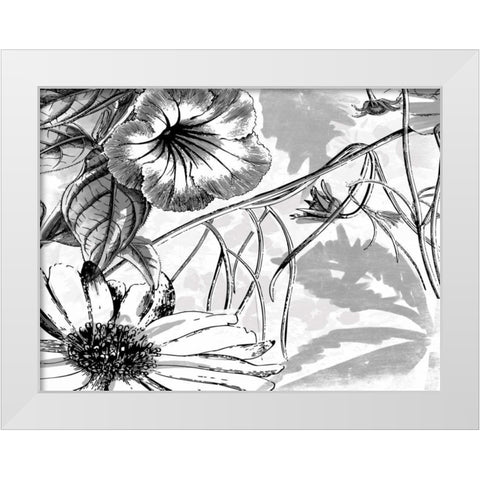 Simple BW Flower White Modern Wood Framed Art Print by Grey, Jace
