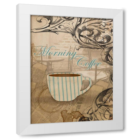 Morning Coffee White Modern Wood Framed Art Print by Grey, Jace