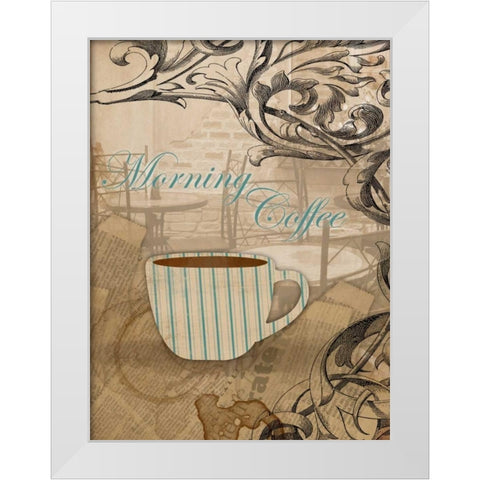Morning Coffee White Modern Wood Framed Art Print by Grey, Jace