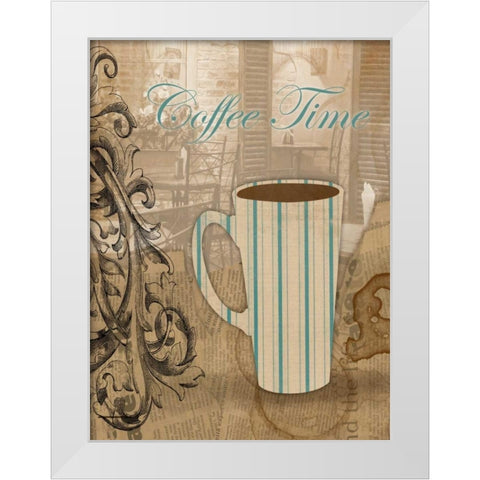 Coffee Time White Modern Wood Framed Art Print by Grey, Jace