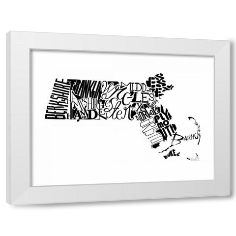 Massachusetts White Modern Wood Framed Art Print by Grey, Jace