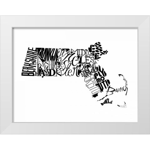 Massachusetts White Modern Wood Framed Art Print by Grey, Jace