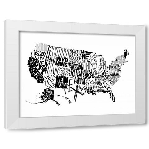 USA White Modern Wood Framed Art Print by Grey, Jace