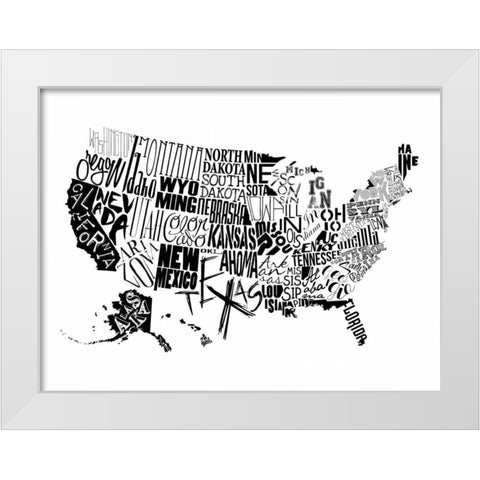 USA White Modern Wood Framed Art Print by Grey, Jace