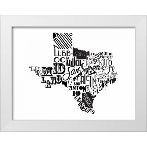 Texas Black White Modern Wood Framed Art Print by Grey, Jace