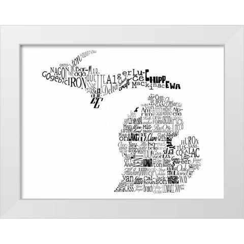 Michigan White Modern Wood Framed Art Print by Grey, Jace
