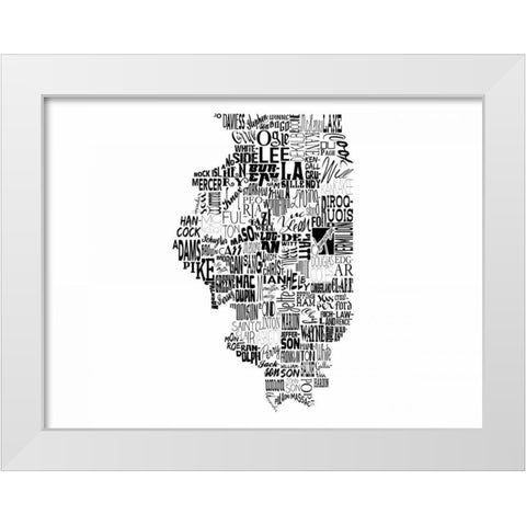 Illinois White Modern Wood Framed Art Print by Grey, Jace