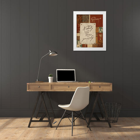Peace White Modern Wood Framed Art Print by Grey, Jace
