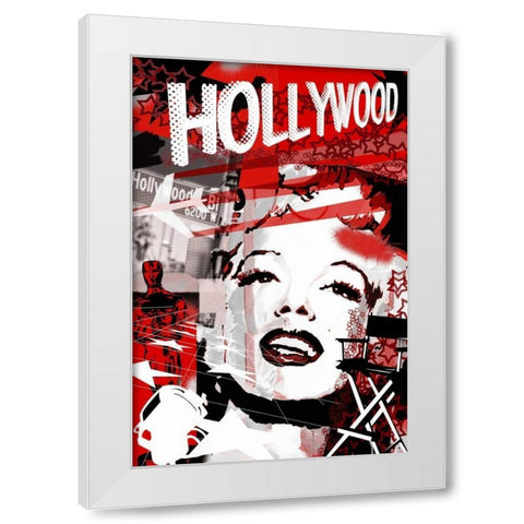 Marilyn Red Hollywood White Modern Wood Framed Art Print by Grey, Jace