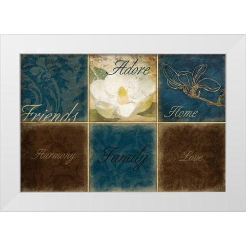 Blue Magnolia Inspirational White Modern Wood Framed Art Print by Grey, Jace