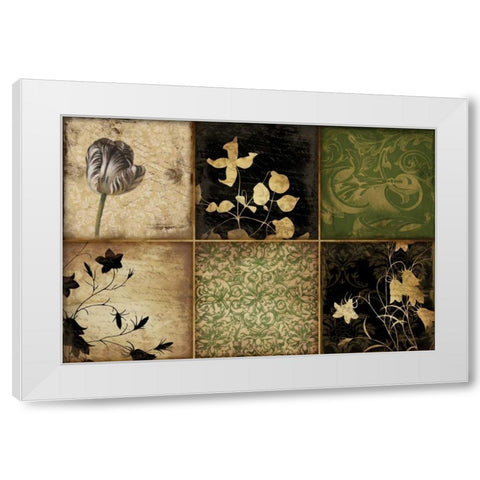 Green Florals White Modern Wood Framed Art Print by Grey, Jace
