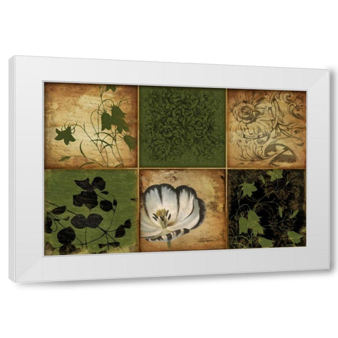 Green Florals White Modern Wood Framed Art Print by Grey, Jace