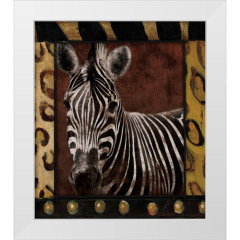 Zebra Dordered White Modern Wood Framed Art Print by Grey, Jace