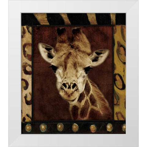 Giraffe Bordered White Modern Wood Framed Art Print by Grey, Jace